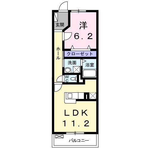 ソレイユカヤノV(1LDK/3階)の間取り写真