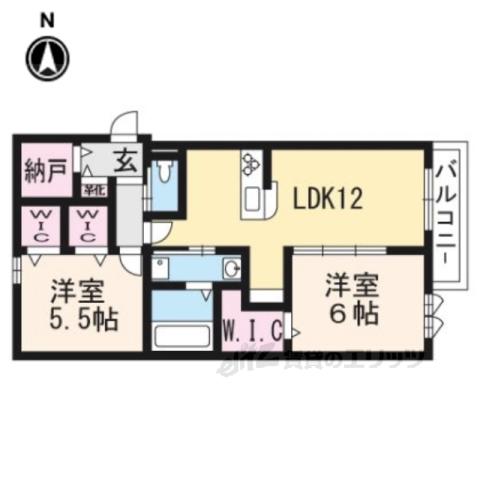 オプレジール鴨川(2LDK/3階)の間取り写真