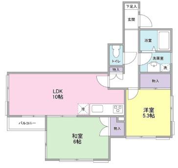 フェリースSEYA BCD棟(2LDK/2階)の間取り写真
