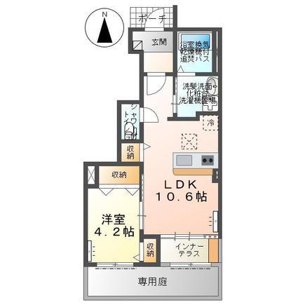 BEFIELDII(1LDK/1階)の間取り写真