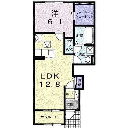ミ カーサ(1LDK/1階)の間取り写真