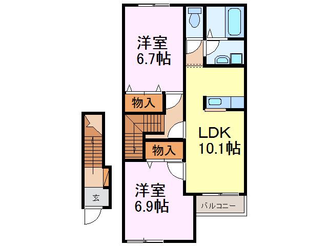 エキュールリープ(2LDK/2階)の間取り写真