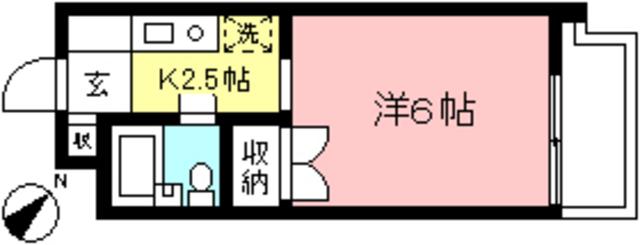 ベルメランジェ(1K/4階)の間取り写真