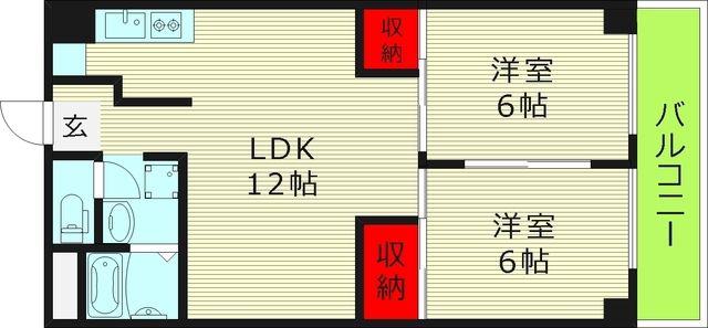 桜の宮グランドパークハイツ(2LDK/6階)の間取り写真