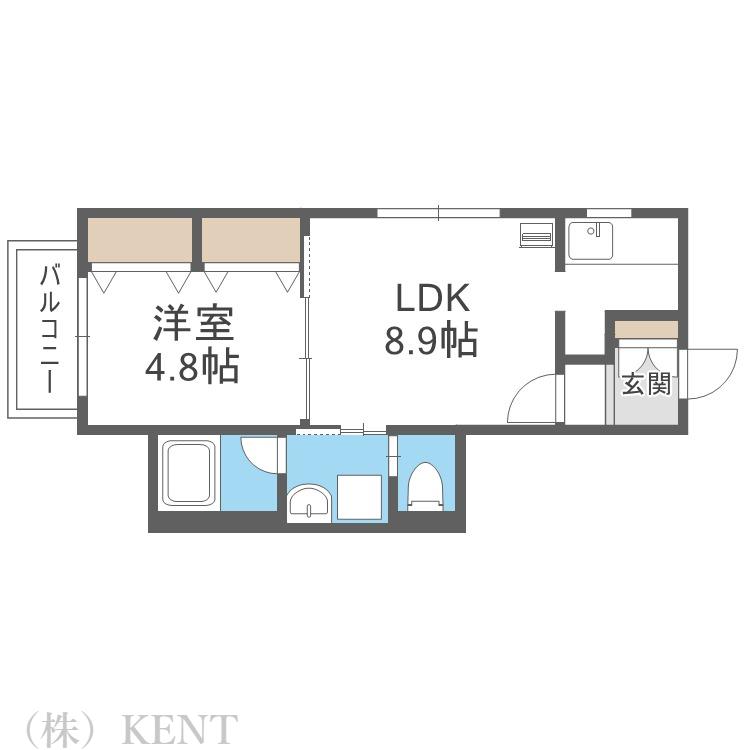 PRIME SQUARE KOTONIプライムスクエア琴似(1LDK/4階)の間取り写真