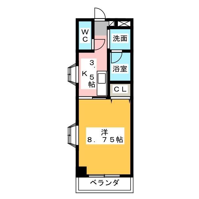 テックメイト千手堂(1K/2階)の間取り写真
