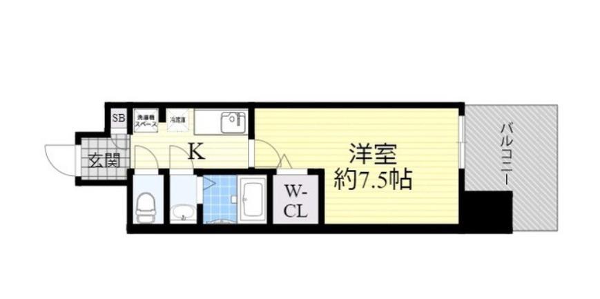 LUXE難波南(1K/12階)の間取り写真
