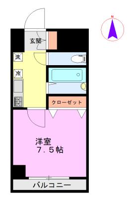 オルザス新潟(1K/8階)の間取り写真