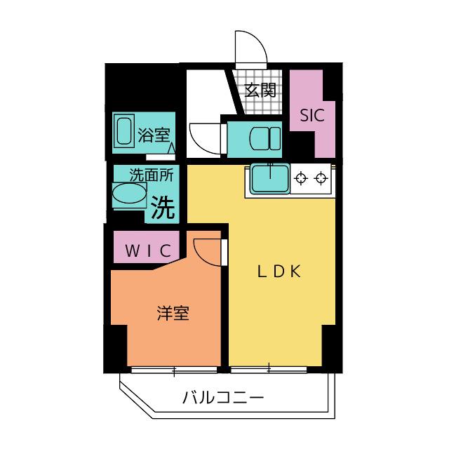 静岡泉町エンブルコート(1LDK/6階)の間取り写真