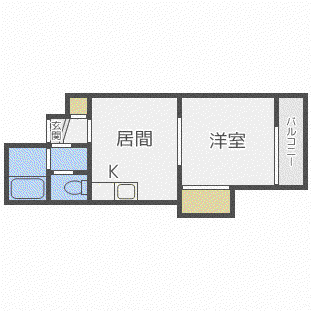 ジュマ宮の森A棟(1DK/3階)の間取り写真