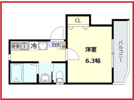 ジーフラップ東四つ木(1K/2階)の間取り写真