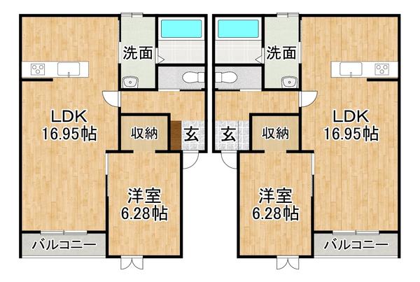 トレイブルック東館(1LDK/2階)の間取り写真
