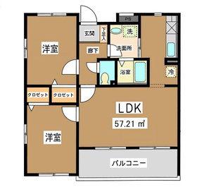 サンライズ新川崎(2LDK/3階)の間取り写真