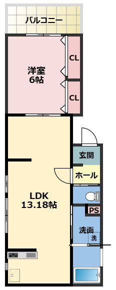 シエルコート門真南(1LDK/2階)の間取り写真