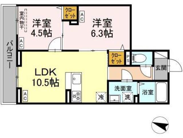 ＪＲ常磐線 金町駅 徒歩30分 3階建 新築(2LDK/2階)の間取り写真