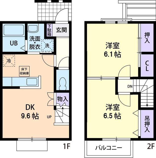 MAISON DE RUELLEA棟(2DK/1階)の間取り写真