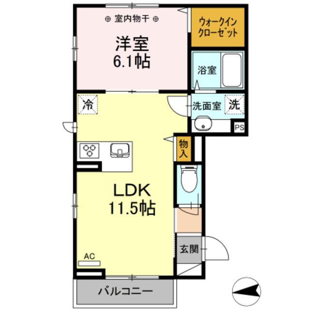 D-ROOM梶原(1LDK/2階)の間取り写真