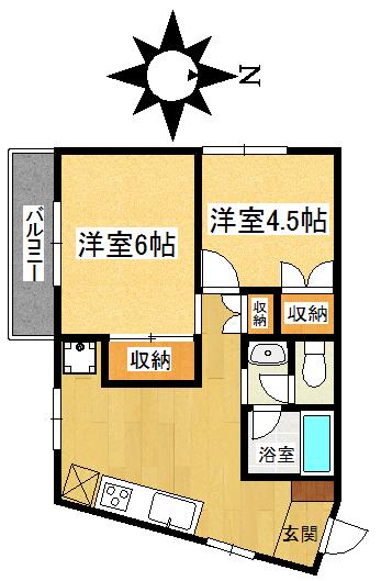 Yマンション(2DK/2階)の間取り写真