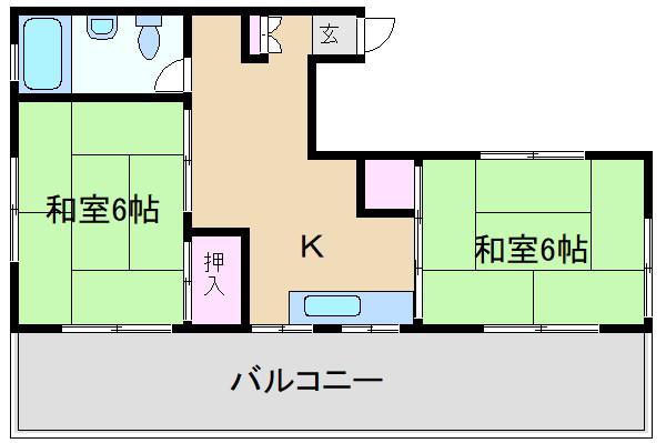 シャンブルドット元住吉(2K/5階)の間取り写真