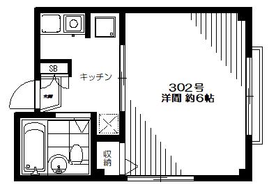 上落合ウエストハイツ(1K/3階)の間取り写真