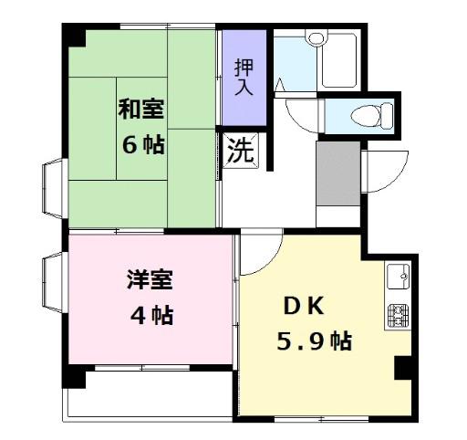 HACIENDA(2DK/2階)の間取り写真