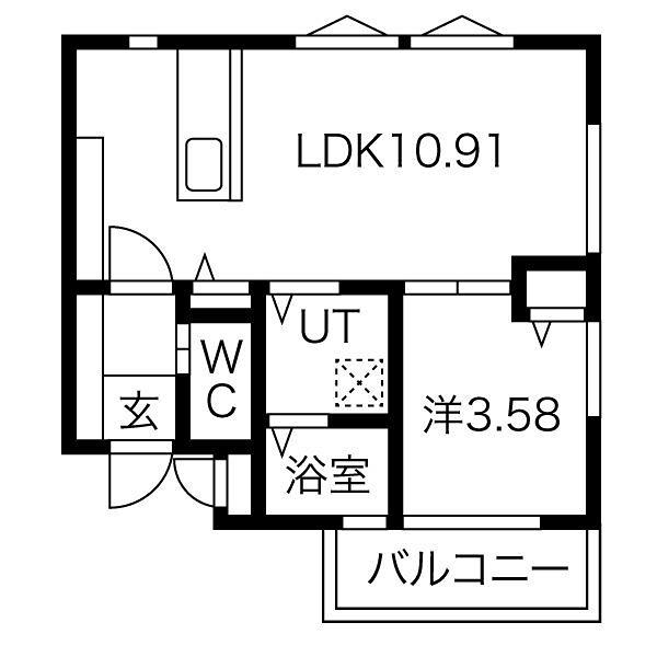 LOHAS豊中稲津町(1LDK/3階)の間取り写真