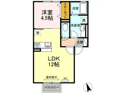 ウエストパレス3(1LDK/1階)の間取り写真