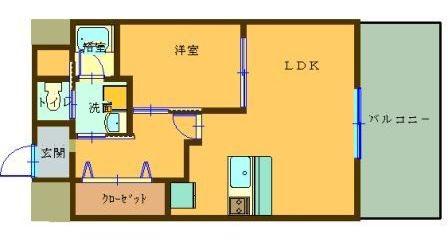 SAI宇宿(1LDK/12階)の間取り写真