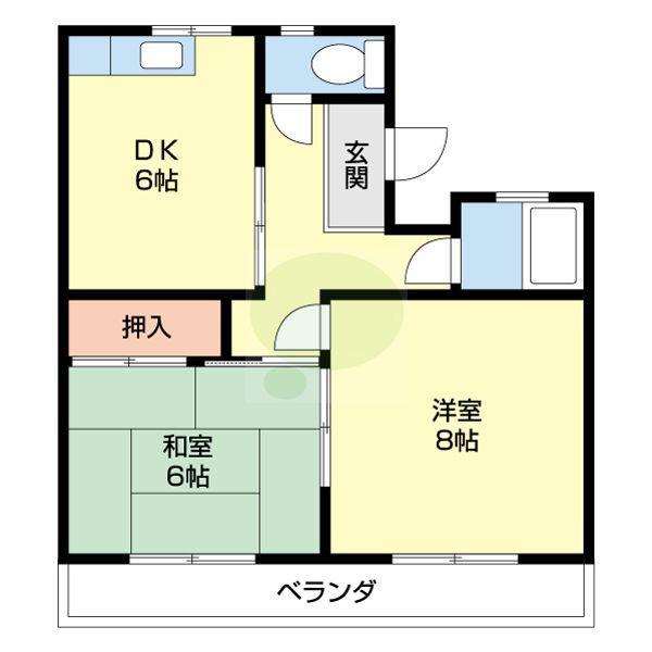 ライズ神前(2DK/2階)の間取り写真