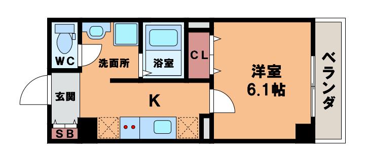 みおつくし杭全(1K/6階)の間取り写真