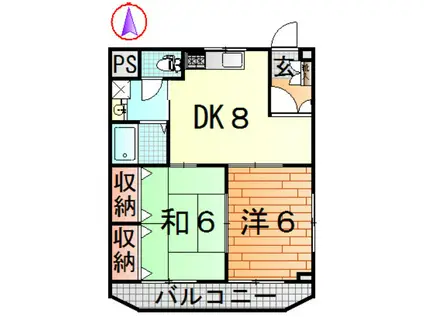 レ・アールSAGAE(2DK/3階)の間取り写真