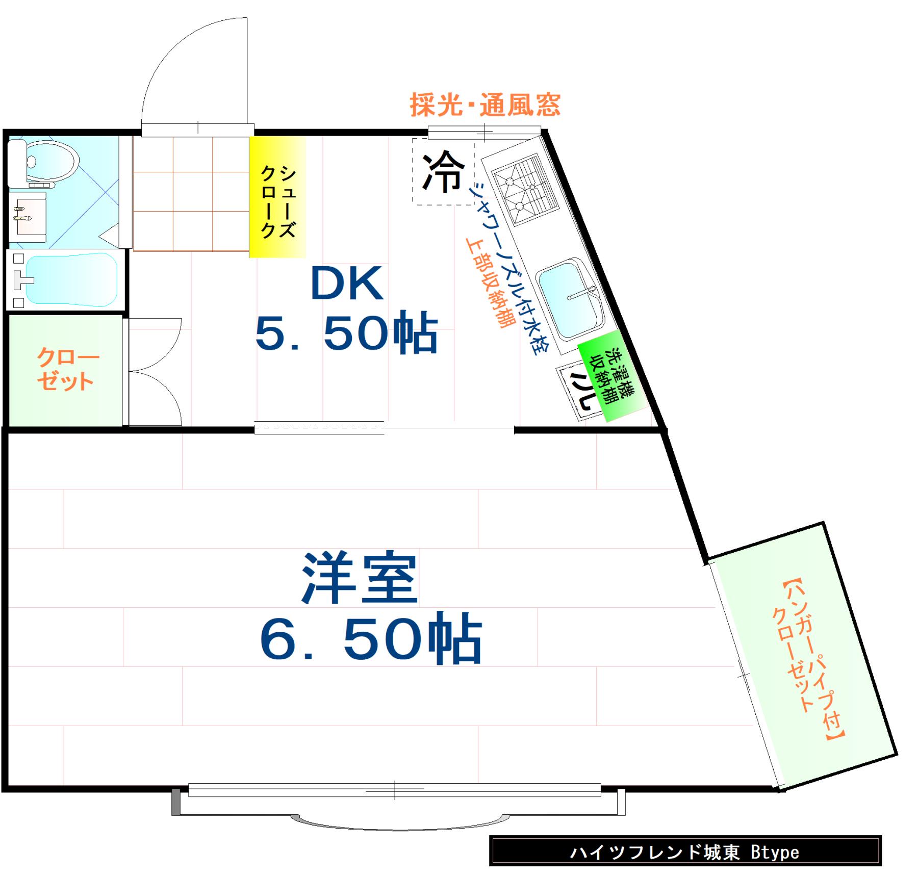 ハイツフレンド城東(1K/2階)の間取り写真