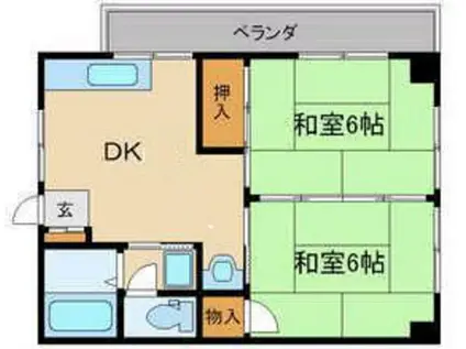 メサキビル(2DK/2階)の間取り写真