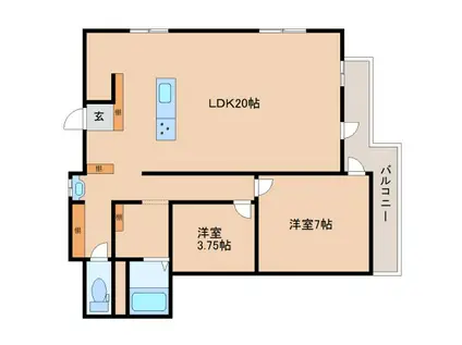 オルボス壱分(2LDK/3階)の間取り写真