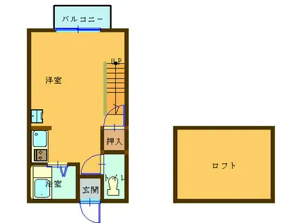 コーポ昴(ワンルーム/1階)の間取り写真