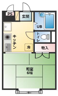 TハイツI(1K/2階)の間取り写真