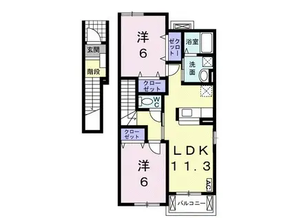 アイプレイス(2LDK/2階)の間取り写真