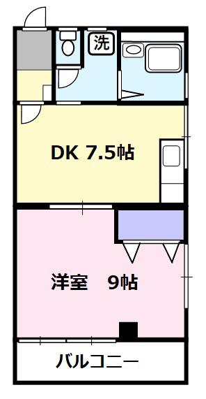 石川ビル(1DK/3階)の間取り写真