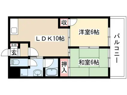 ムーニーウィン杁中(2LDK/1階)の間取り写真