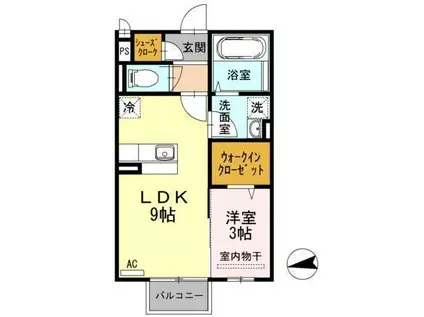 DEARROOMサチ 206(1LDK/2階)の間取り写真