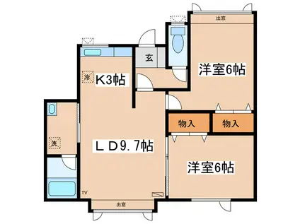 CASA MILLIONE(2LDK/1階)の間取り写真