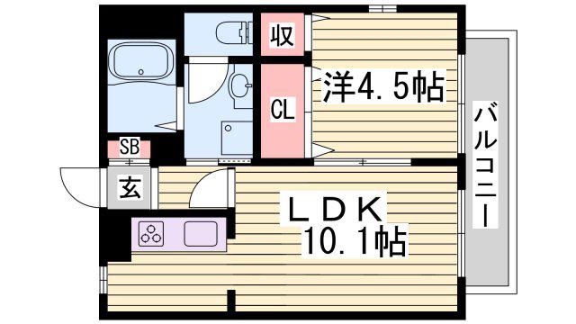 メゾンフリューゲル B棟(1LDK/1階)の間取り写真