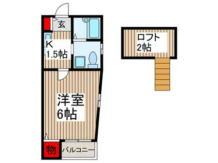 コンフォート所沢(1K/1階)の間取り写真