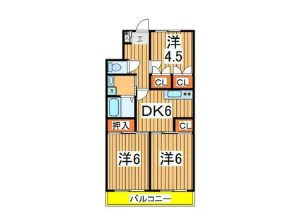 恩田コーポⅡ(3DK/2階)の間取り写真