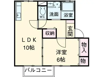 MAISONNETTEアルペンローゼ(1LDK/2階)の間取り写真