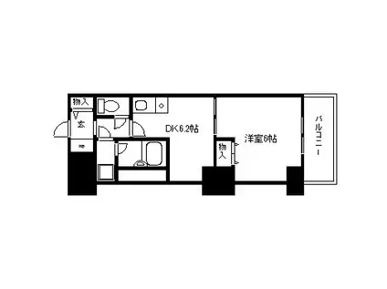 ライオンズマンション四条堀川第2(1DK/3階)の間取り写真