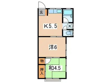 KAINOS袖ヶ浜(2K/1階)の間取り写真
