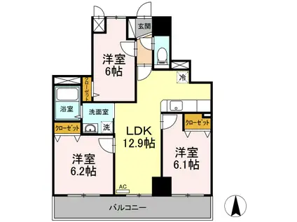 クレエスポワール(3LDK/4階)の間取り写真