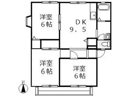 ウインディア浦田 B棟(3DK/1階)の間取り写真