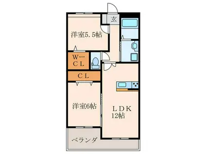メゾンほおづきII(2LDK/3階)の間取り写真